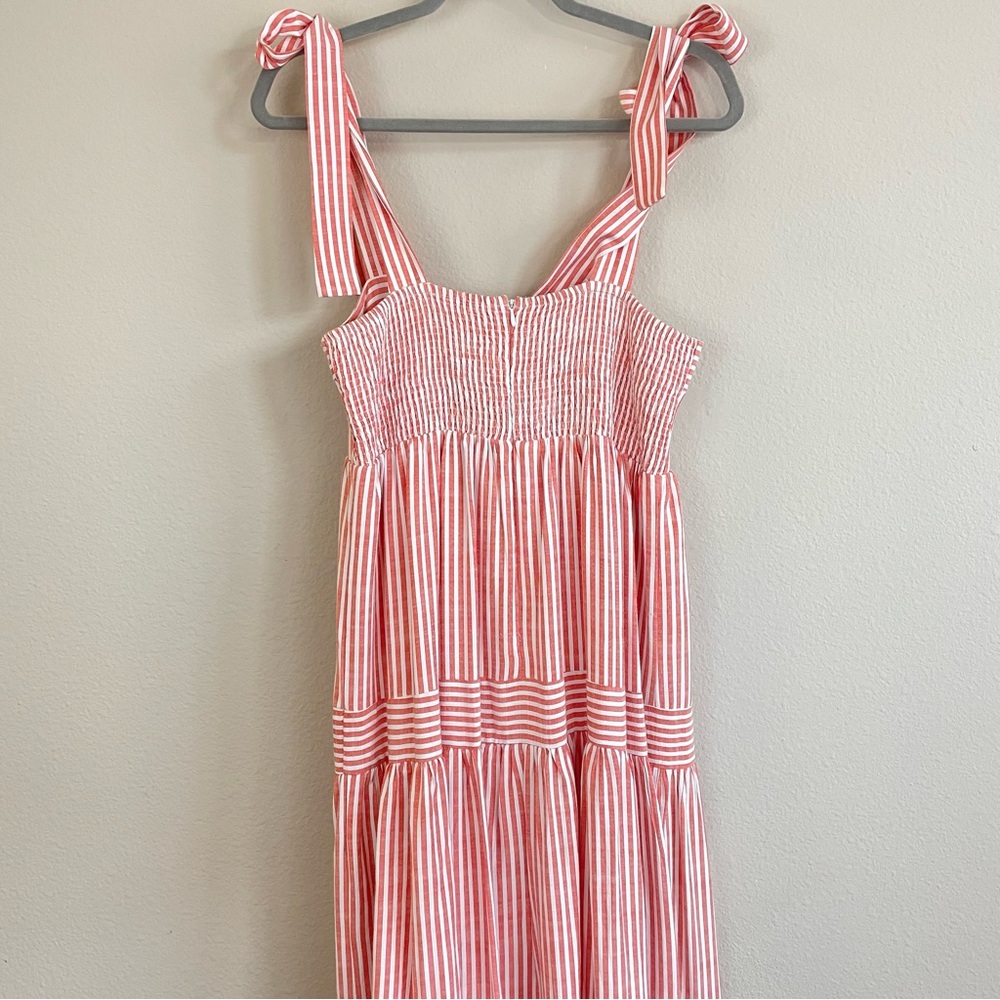 By Together Striped Tie Shoulders Tiered Maxi Dress Size Small - Picture 8 of 11